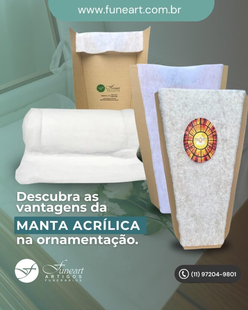 Manta acrílica da Funeart usada na ornamentação funerária